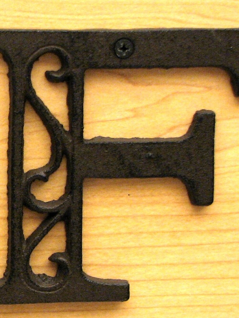 Cast Iron Letter "F" 4 5/8"tall Ornate Raw Cast Iron Ready for Paint 0184-0557-F